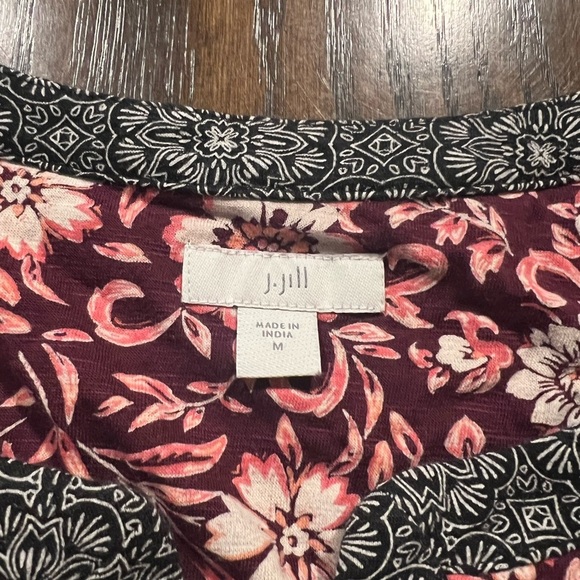 J Jill Women's Size M Boho Mixed Print Floral V Neck Tank Casual - Picture 4 of 6
